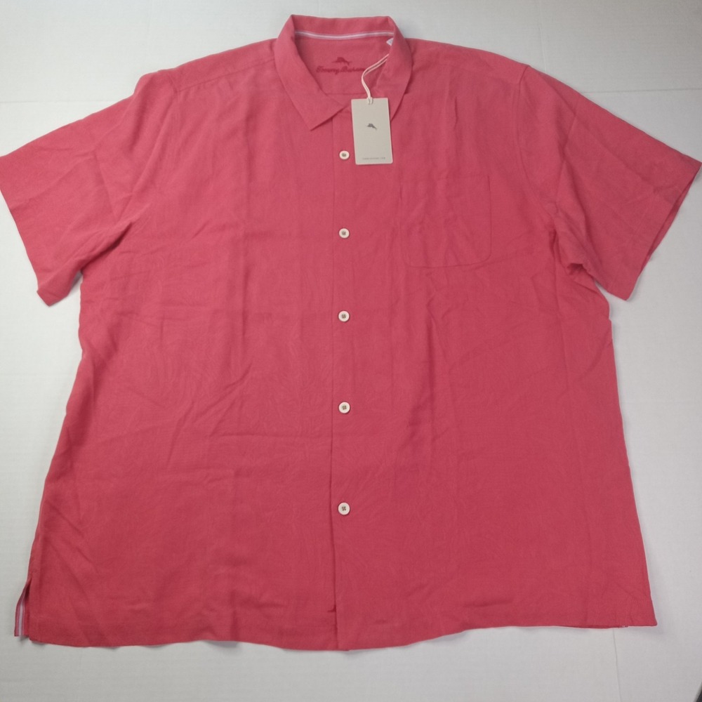 Tommy Bahama Tropic Isles Silk Camp Shirt Men's‎ Size 3XL XXXL Very Berry